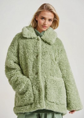 FUNKY BUDDHA - Loose fit faux fur jacket