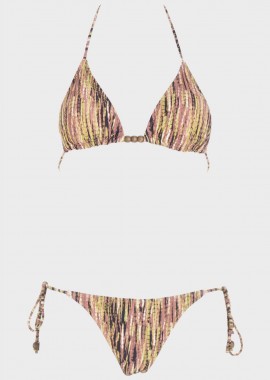 gsecret - Bikini τριγωνάκι all print με αποσπώμενη επένδυση. Καλύπτει B Cup SAND
