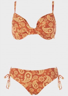 gsecret - Bikini all print slip πλαϊνά ρυθμιζόμενα κορδονάκια. Καλύπτει D Cup COPPER