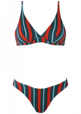 gsecret - Set μαγιό ριγέ αποσπώμενη ενίσχυση bikini brazilliane.Καλύπτει Β Cup. ΠΡΑΣΙΝΟ