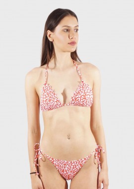 gsecret - Γυναικείο σετ μαγιό bra τρίγωνο all print floral αποσπώμενη επένδυση bikini δετό. Καλύπτει B CUP ΚΟΚΚΙΝΟ