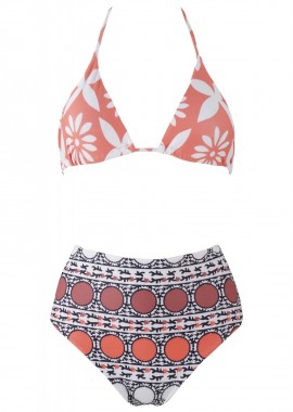 gsecret - Set μαγιό τρίγωνο αποσπώμενη ενίσχυση bikini παρτο ψηλόμεσο. Καλύπτει Β Cup. COPPER