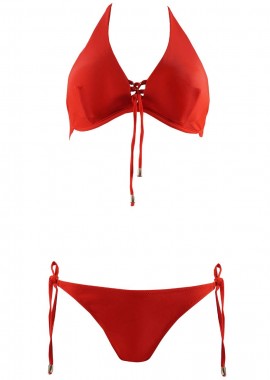 gsecret - Γυναικείο μαγιό τρίγωνο φαρδύ bikini δετό κανονική γραμμή. Καλύπτει D cup ΚΟΚΚΙΝΟ