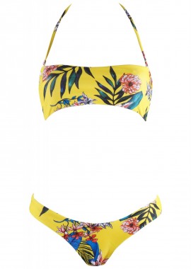 gsecret - Σέτ μαγιό strapless ελαφριά ενίσχυση bikini brazil. Καλύπτει B Cup ΚΙΤΡΙΝΟ