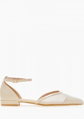 Issue - Ballet shoes μυτερά με διαφάνεια και μπαρέτα - Μπεζ