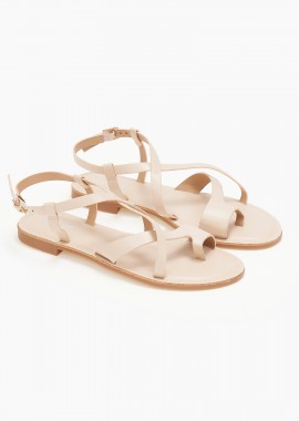Issue - Σανδάλια με χιαστί λουράκια και toe ring - Nude