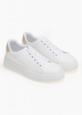 Issue - Basic sneakers με χρωματική λεπτομέρεια - Μπεζ