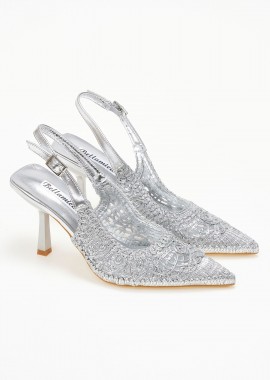Issue - Slingbacks γόβες με σχέδιο ψάθας - Ασημί