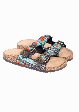 Issue - Boho σανδάλια flatform με χάντρες - Μαύρο