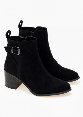 Issue - Ankle boots με χοντρό τακούνι και suede υφή - Μαύρο