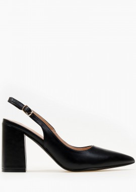 Issue - Open heel μυτερές γόβες με χοντρό τακούνι - Μαύρο