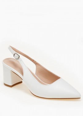 Issue - Open heel μυτερές γόβες με χοντρό τακούνι - Λευκό