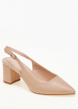 Issue - Open heel μυτερές γόβες με χοντρό τακούνι - Nude