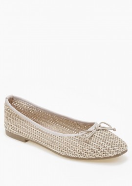 Issue - Ballet shoes με ψάθινο πλεκτό σχέδιο και φιογκάκι - Nude