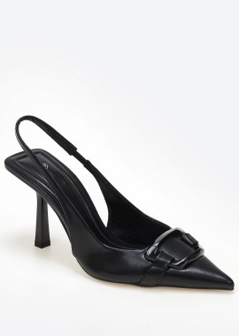 Issue - Slingback γόβες με διακοσμητική αγκράφα - Μαύρο