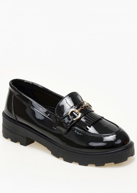 Issue - Loafers με μεταλλική λεπτομέρεια και κρόσια - Μαύρο