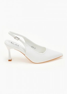 Issue - Μυτερές open heel γόβες με λεπτό τακούνι - Λευκό