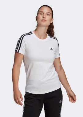 ADIDAS PERFORMANCE - LOUNGEWEAR ESSENTIALS SLIM 3-STRIPES TEE ΑΣΠΡΟ