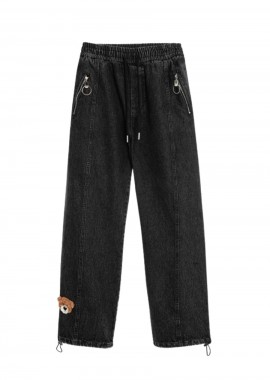 Mod Wave Movement - MOD WAVE MOVEMENT Denim Teddy Bear Παντελόνι - Μαύρο-MW091050434-BLACK