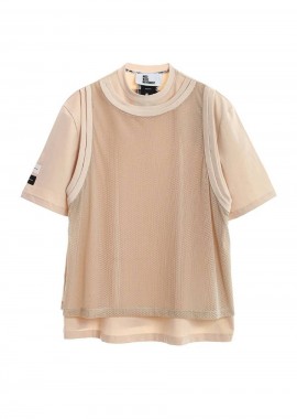 Mod Wave Movement - Mod Wave Movement MWM Oversize Net Layered Ανδρικό T-Shirt - Μπεζ-MW092020347-BEIGE