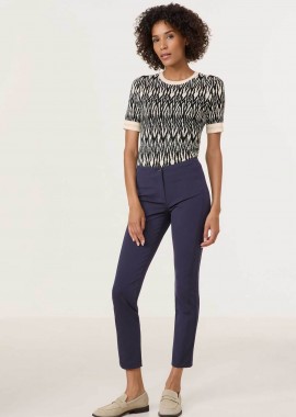 GERRY WEBER - Gerry Weber γυναικείο μονόχρωμο παντελόνι cropped - 925056-66714 Μπλε Σκούρο