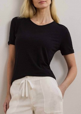 LAUREN RALPH LAUREN - Lauren Ralph Lauren γυναικεία μπλούζα με περιεκτικότητα σε λινάρι Relaxed Fit - 200963871003 Μαύρο