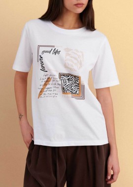 ATTRATTIVO - Attrativo γυναικείο T-shirt με print - 9923695 Λευκό