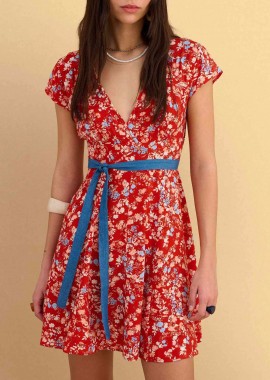 ATTRATTIVO - Attrativo γυναικείo mini φόρεμα με floral print - 91044802 Κόκκινο