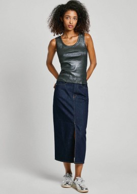 PEPE JEANS - Pepe Jeans γυναικείo τοπ αμάνικο μεταλλιζέ - PL505993 Μαύρο