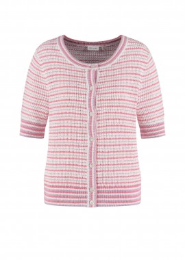 GERRY WEBER - Gerry Weber γυναικεία πλεκτή ζακέτα με ριγέ σχέδιο - 530141-35753 Ροζ