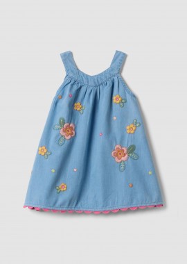 OVS KIDS - OVS βρεφικό denim φόρεμα με floral print Regular Fit - 002694746 Denim Blue