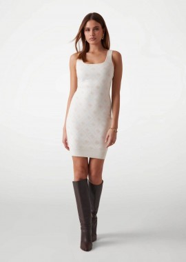 GUESS - Guess γυναικείο mini αμάνικο φόρεμα με all-over print - W4BK98Z3JD2 Λευκό