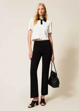 TWINSET - Twinset γυναικείο πλεκτό παντελόνι flared - 261TP3130 Μαύρο