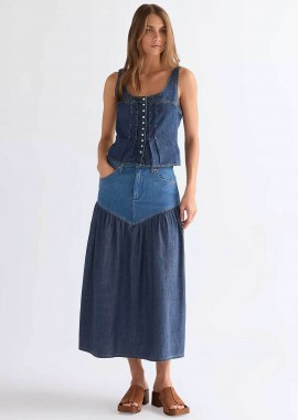 WRANGLER - Wrangler® γυναικεία denim midi φούστα Regular Fit