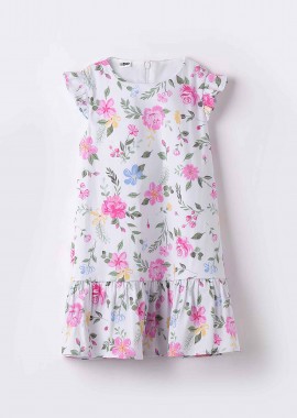 IDO - iDO παιδικό φόρεμα με floral print - 4.8752/00 Λευκό