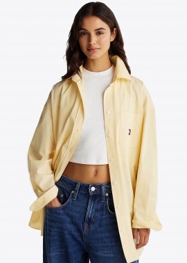 TOMMY JEANS - Tommy Jeans γυναικείο πουκάμισο με τσέπη στο στήθος και λογότυπο Oversized Fit - DW0DW19357 Μπεζ