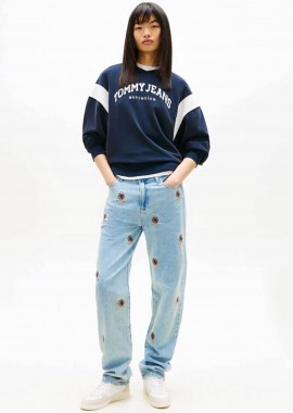 TOMMY JEANS - Tommy Jeans γυναικείο τζιν παντελόνι με κέντημα - DW0DW22680 Denim Blue Ανοιχτό