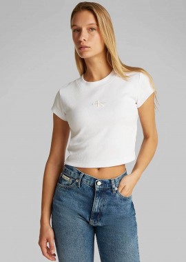 CALVIN KLEIN JEANS - Calvin Klein Jeans γυναικείο T-shirt cropped με λογότυπο - LV047AB802 Λευκό
