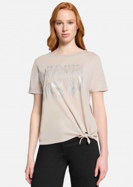 SO COSY - So Cosy γυναικεία μπλούζα με print και δέσιμο - 2466/8140 Μπεζ