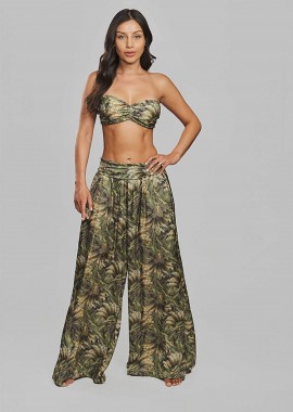 CROOL - Crool γυναικείο μαγιό μπικίνι τοπ strapless με all-over print Cup E - 26C1-X36-881E Λαδί