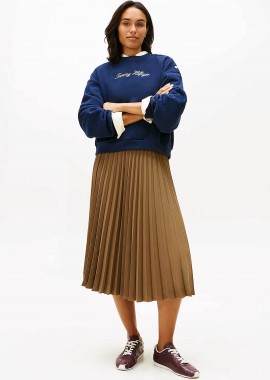 TOMMY HILFIGER - Tommy Hilfiger γυναικεία midi φούστα πλισέ με ελαστική μέση - WW0WW48538 Καφέ