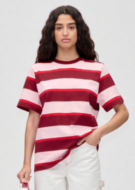 STINE GOYA - Stine Goya γυναικείο T-Shirt με ριγέ σχέδιο Boxy Fit - SG-PS26-T153-2457 Ροζ