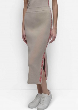 DKNY - DKNY γυναικεία midi φούστα μονόχρωμη με λογότυπο - DJ4R0117 Μπεζ