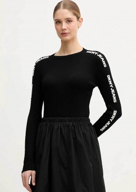 DKNY - DKNY γυναικείο πουλόβερ με all-over logo print ribbed - DJ6R0104 Μαύρο