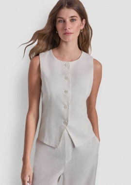 DKNY - DKNY γυναικείο γιλέκο μονόρωμο - DJ6V7011 Λευκό