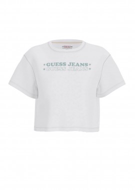 GUESS - Guess γυναικείο T-shirt με λογότυπο Regular Fit - W6GIC5K8HM0 Λευκό