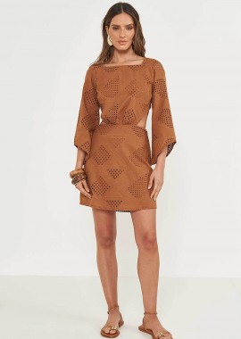 COLCCI - Colcci γυναικείο mini φόρεμα με διάτρητο σχέδιο και cut out - 044.01.14686 Καμηλό
