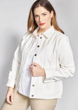 PARABITA - Parabita γυναικείο denim jacket με κέντημα - 012610709857 Εκρού