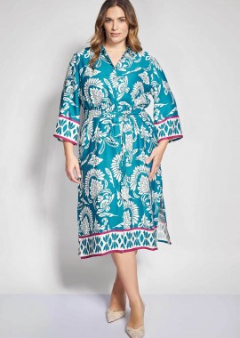 PARABITA - Parabita γυναικείο midi φόρεμα σεμιζιέ με floral print - 012610600203 Πράσινο