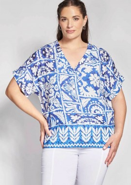 PARABITA - Parabita γυναικεία μπλούζα με floral print - 012610100190 Μπλε